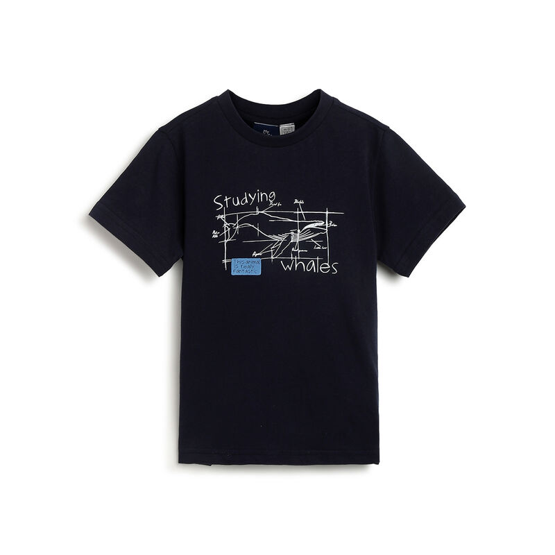 Boys Dark Blue Graphic Printed Short Sleeve T-Shirt image number 0